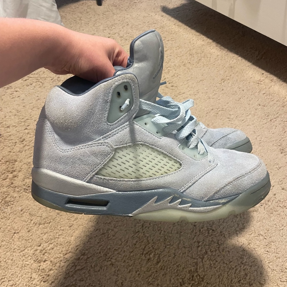 Jordan Blue High-Top Sneakers with Shark Tooth Design